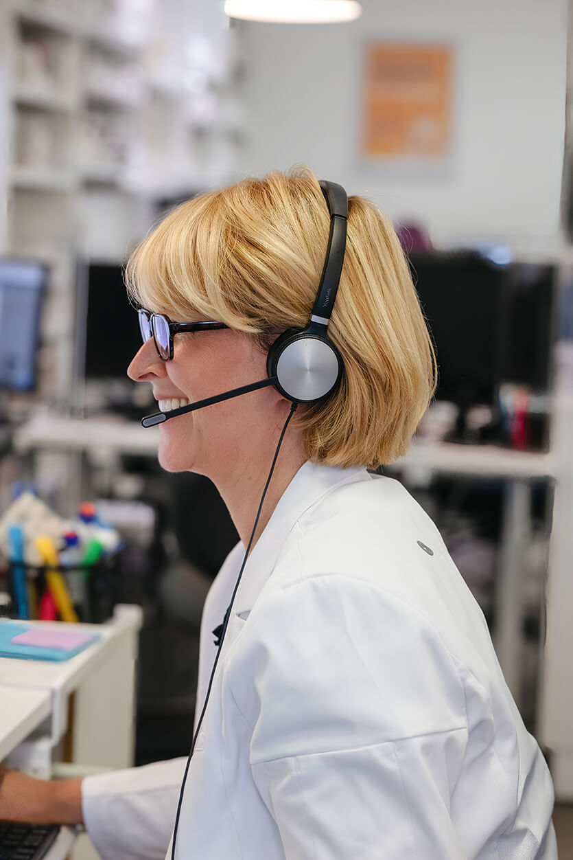 Visual of a female pharmacist on a video call